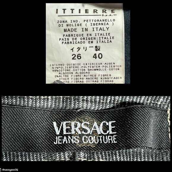 ⭐️HP⭐VERSACE COUTURE JEANS▪️Dark Gray Distressed Corduroy Low Rise Bootcut Jeans - Picture 8 of 9